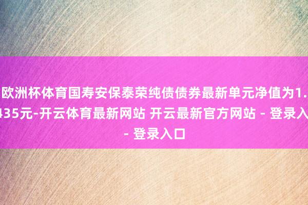 欧洲杯体育国寿安保泰荣纯债债券最新单元净值为1.1435元-开云体育最新网站 开云最新官方网站 - 登录入口