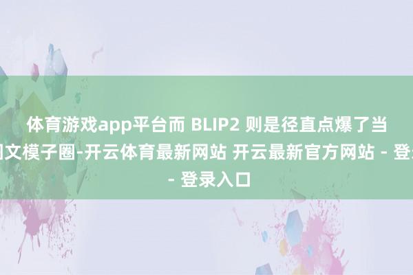 体育游戏app平台而 BLIP2 则是径直点爆了当年的图文模子圈-开云体育最新网站 开云最新官方网站 - 登录入口