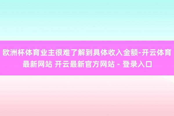 欧洲杯体育业主很难了解到具体收入金额-开云体育最新网站 开云最新官方网站 - 登录入口
