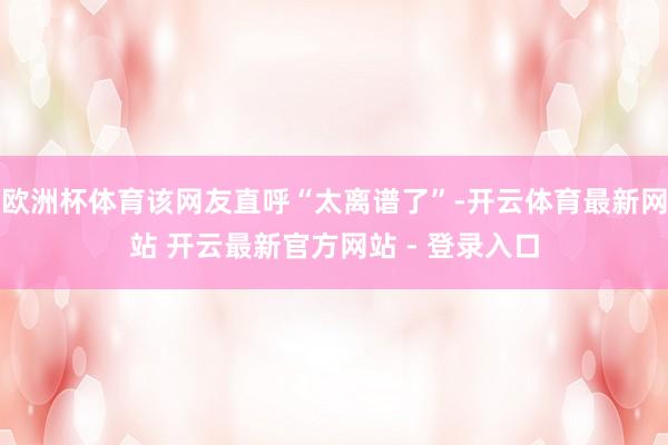 欧洲杯体育该网友直呼“太离谱了”-开云体育最新网站 开云最新官方网站 - 登录入口