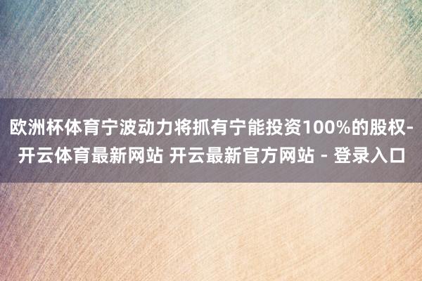 欧洲杯体育宁波动力将抓有宁能投资100%的股权-开云体育最新网站 开云最新官方网站 - 登录入口