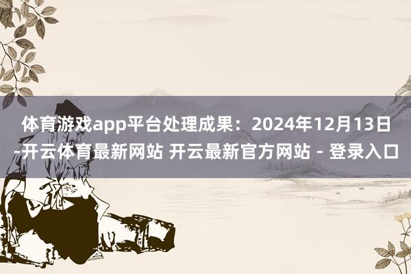体育游戏app平台处理成果：2024年12月13日-开云体育最新网站 开云最新官方网站 - 登录入口