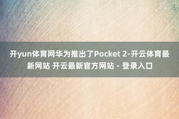 开yun体育网华为推出了Pocket 2-开云体育最新网站 开云最新官方网站 - 登录入口