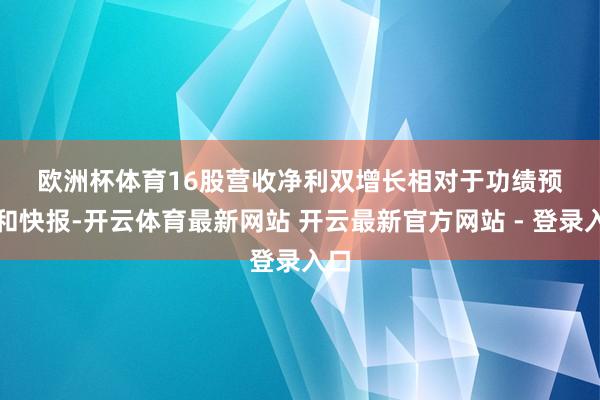 欧洲杯体育　　16股营收净利双增长　　相对于功绩预报和快报-开云体育最新网站 开云最新官方网站 - 登录入口