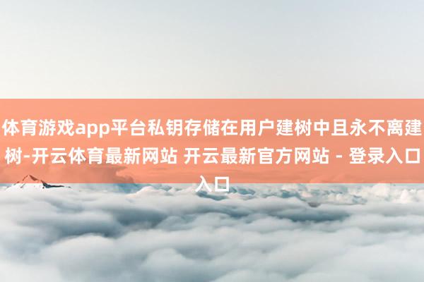体育游戏app平台私钥存储在用户建树中且永不离建树-开云体育最新网站 开云最新官方网站 - 登录入口