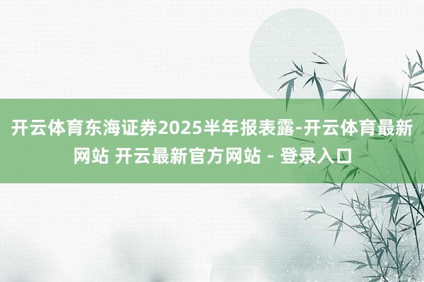 开云体育东海证券2025半年报表露-开云体育最新网站 开云最新官方网站 - 登录入口