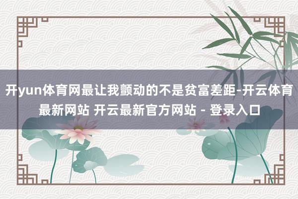 开yun体育网最让我颤动的不是贫富差距-开云体育最新网站 开云最新官方网站 - 登录入口
